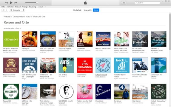 Reisepodcasts bei iTunes